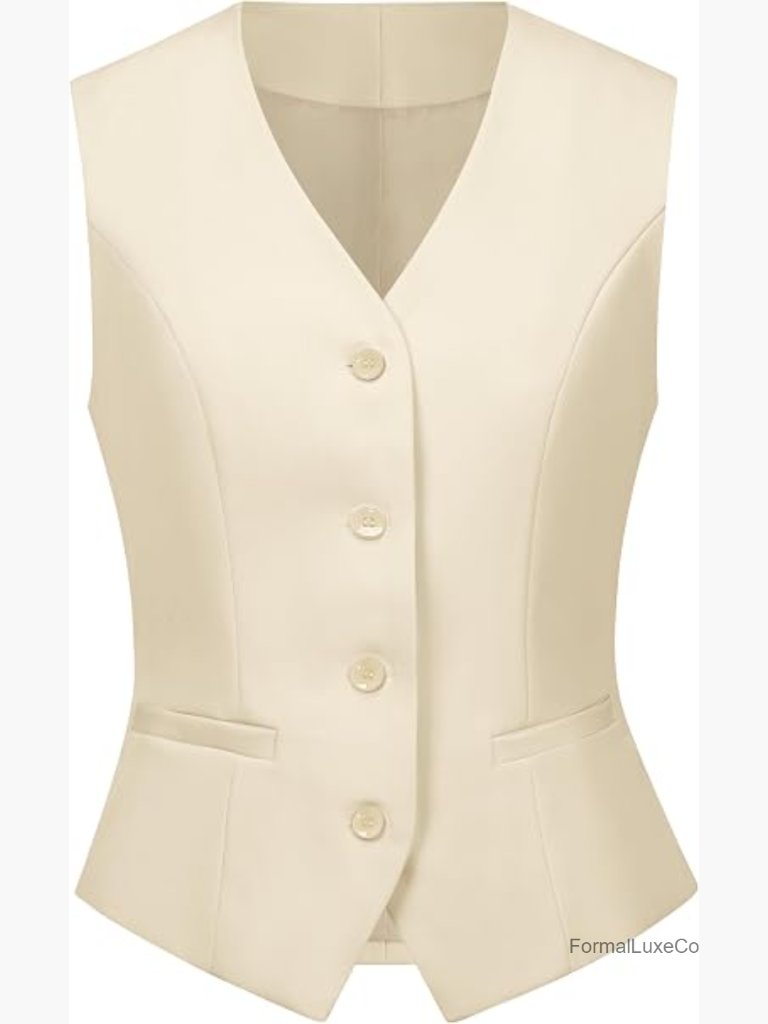 Fully Lined 4 Button V-Neck Dressy Suit Vest Waistcoat